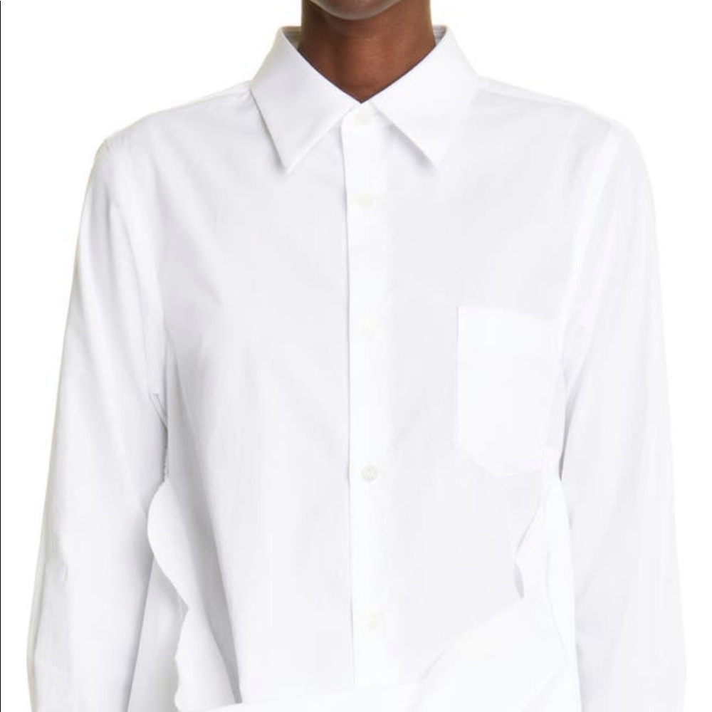 Comme Des Garçon cotton LS Ruffle Back Button Up